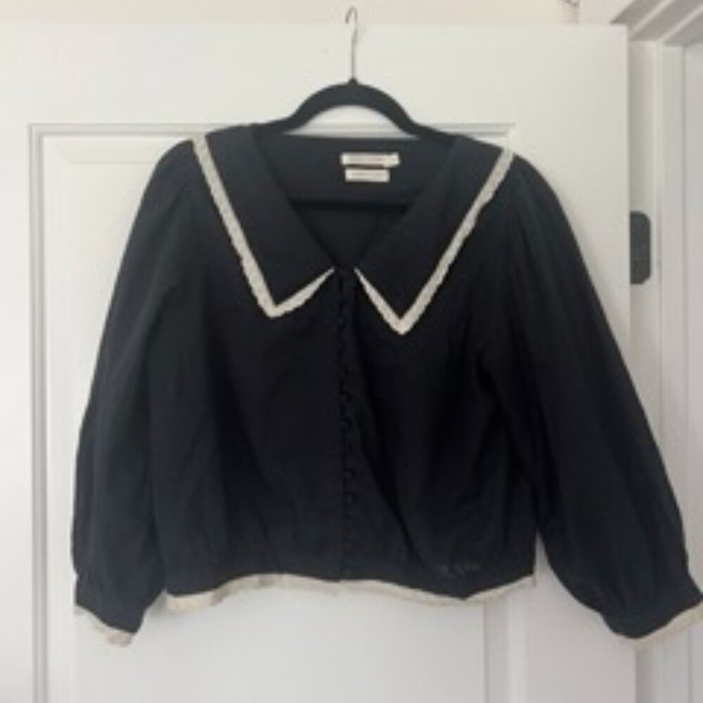 Christy Dawn Beatrice Top – Black with Lace Trim, Vintage-Inspired Blouse